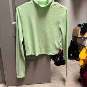 H&M Light Neon Green cropped turtle neck size M